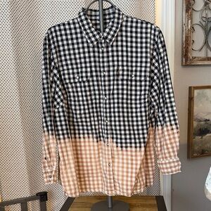 Chaps Dip Bleach Button Shirt Womens Mens Silver Buttons Classic Fit